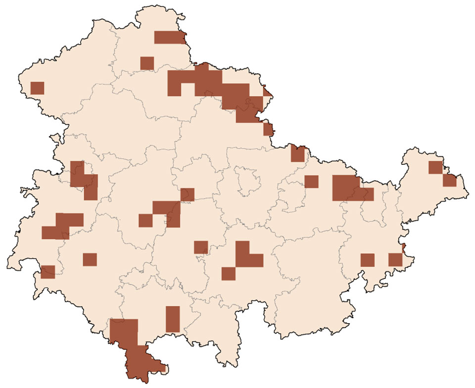 Verbreitungskarte des Hirschkäfers in Thüringen