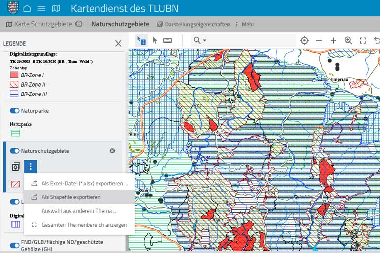 Datendownload im Kartendienst des TLUBN