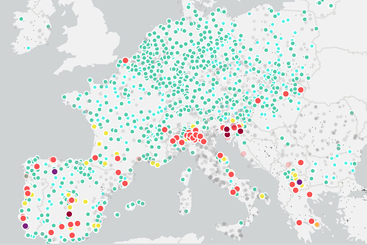 Europaischer Luftqualitätsindex bei der Europäischen Umweltagentur