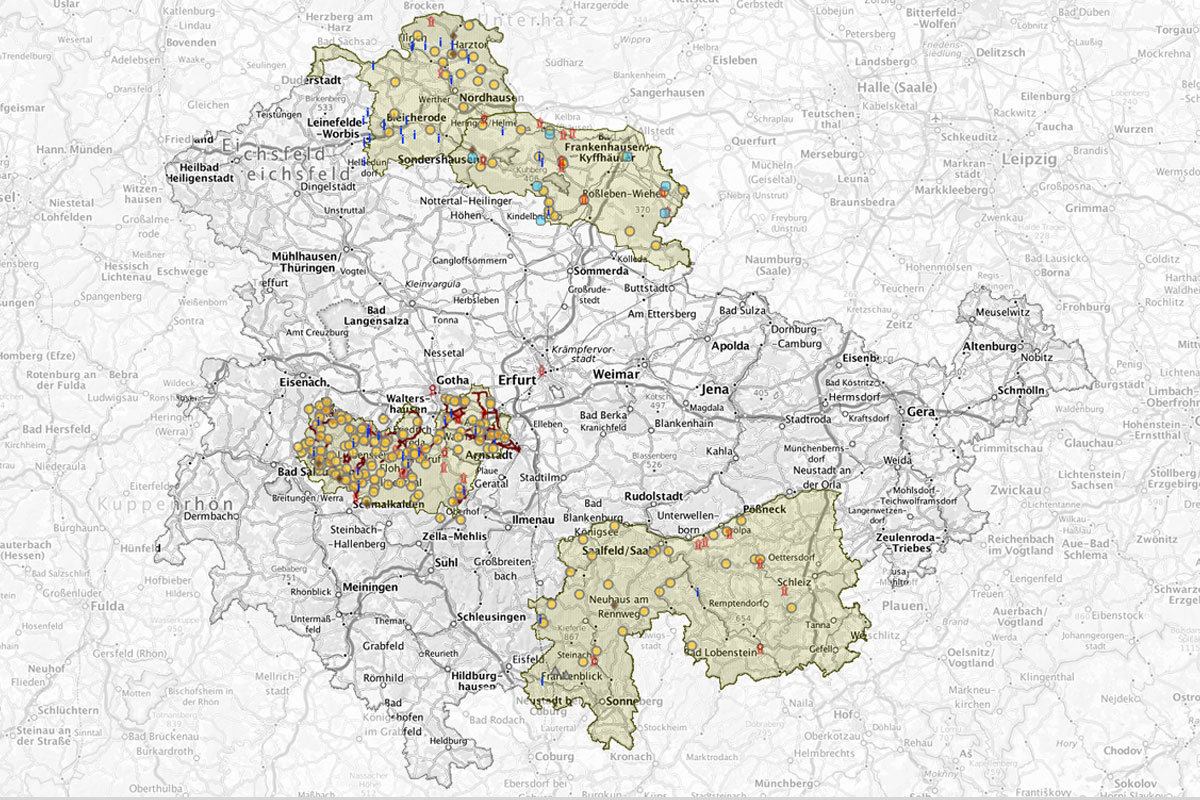 Karte Geoparke in Thüringen