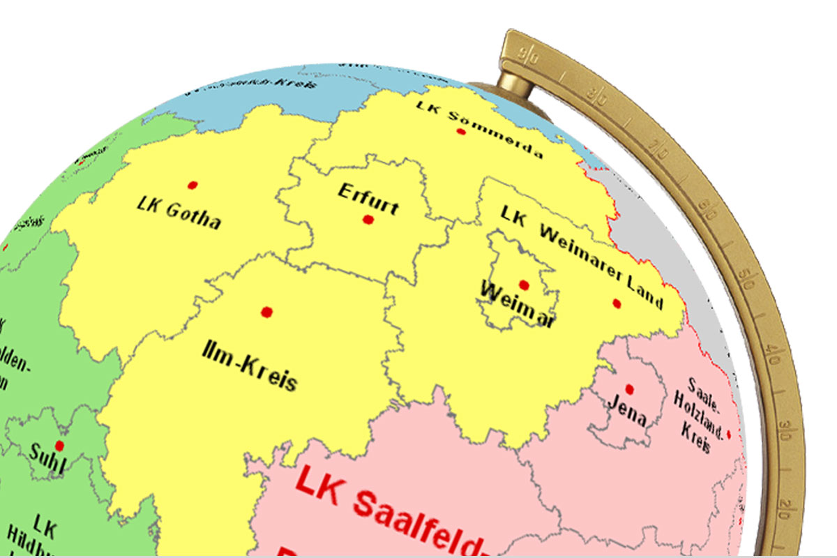 Globusansicht Thüringen