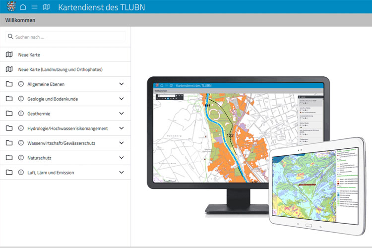 Startseite des Kartendienstes